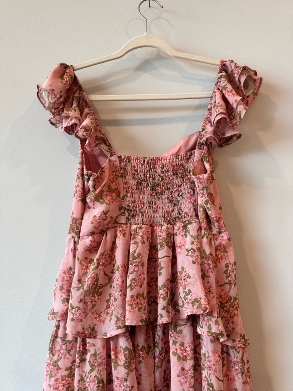 Astr the Label Pink Floral Ruffle Maxi Dress Wedding Guest large L - Picture 10 of 15